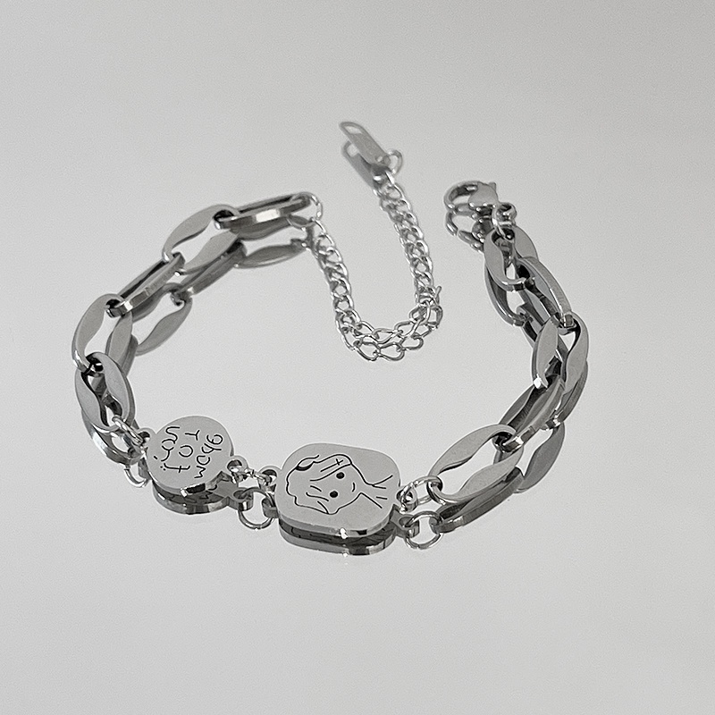 Vòng Tay Thép Titan Phong Cách hip hop Thời Trang Cho Cặp Đôi