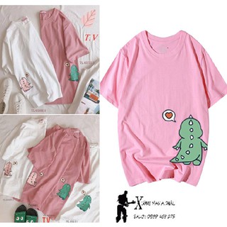 Áo thun tay lỡCNV146 mẫu Unisex Khủng Long CHIBI dễ thương KB0039