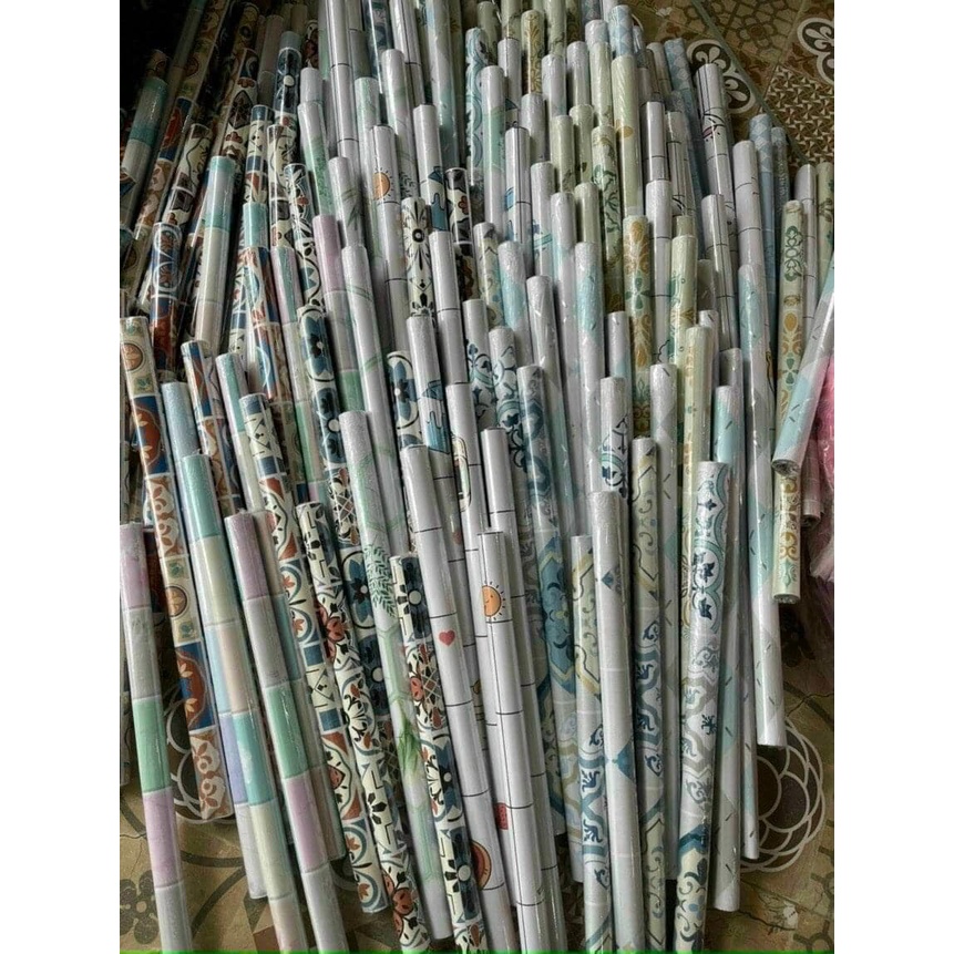 GIẤY Decal bóng chống thấm HOA VĂN loại (2mx0,6m)- LOẠI DÁN