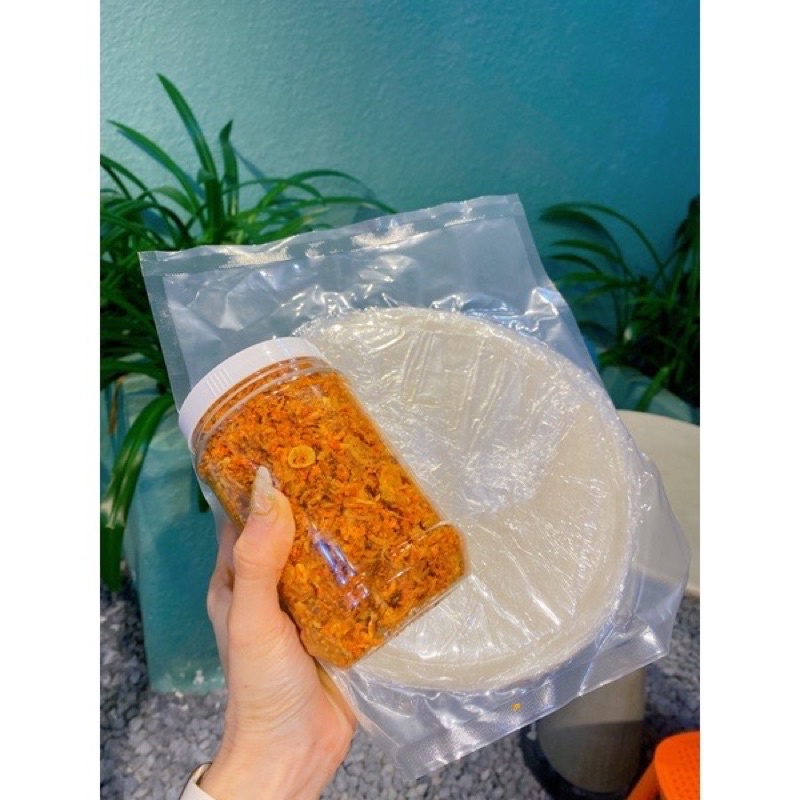 Combo 500gr bánh tráng phơi sương mềm dẻo + 200g muối ruốc hành phi