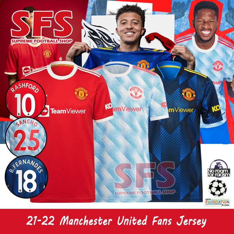 Áo Thun Thể Thao Sân Nhà Dáng Rộng Phiên Bản Ba S-2XL Chất Lượng Cao Từ 21-22 Mu Man U