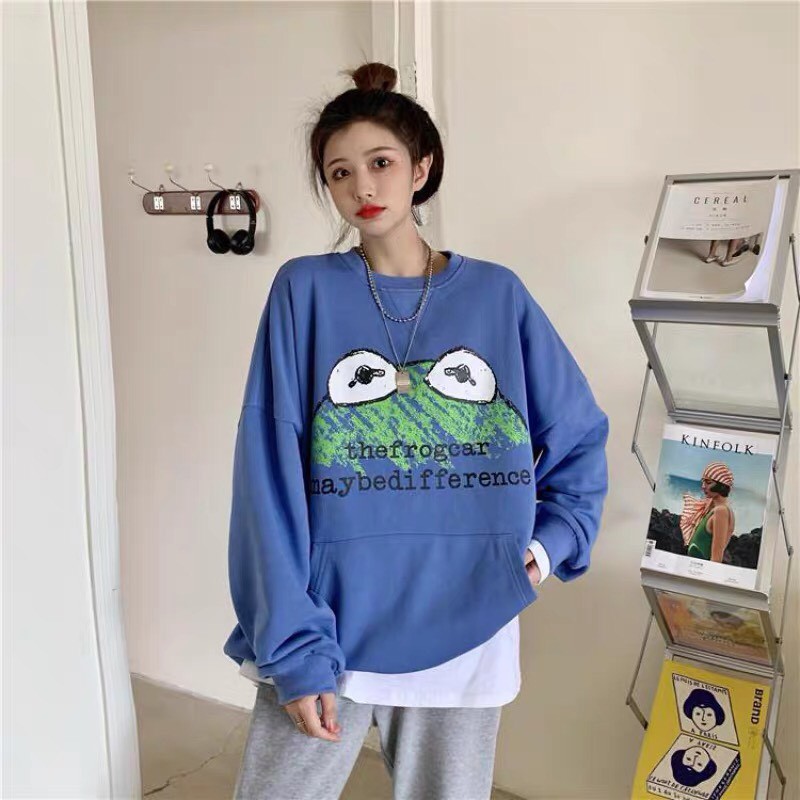 Áo sweater nỉ unisex form rộng Đầu Ếch phong cách ulzzang Wind Thu Đông | BigBuy360 - bigbuy360.vn