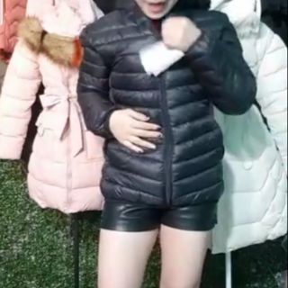 Combo áo phao lông vũ + áo phao hồng