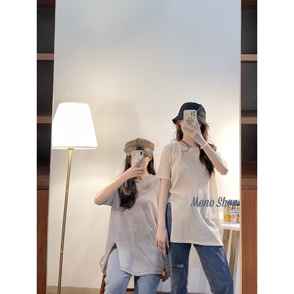 Áo len lưới mỏng xẻ tà dáng rộng, áo dệt kim mỏng nhiều màu (ảnh thật/sẵn)