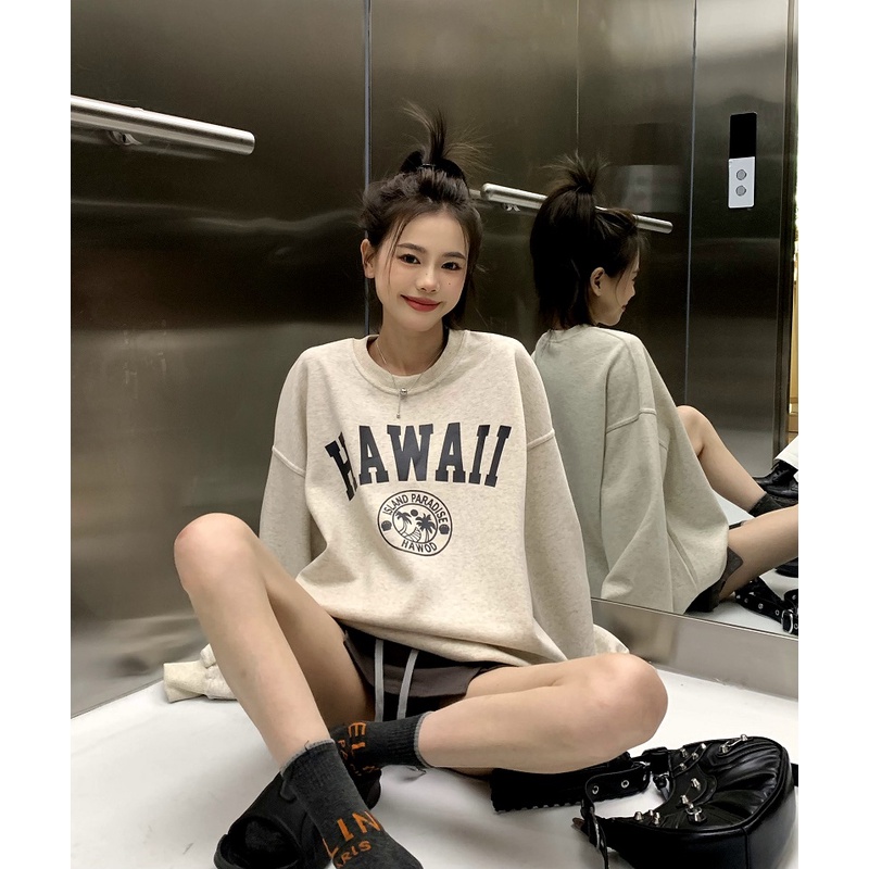 Áo Thun Nữ Dài Tay Cổ Tròn In Hình Mới