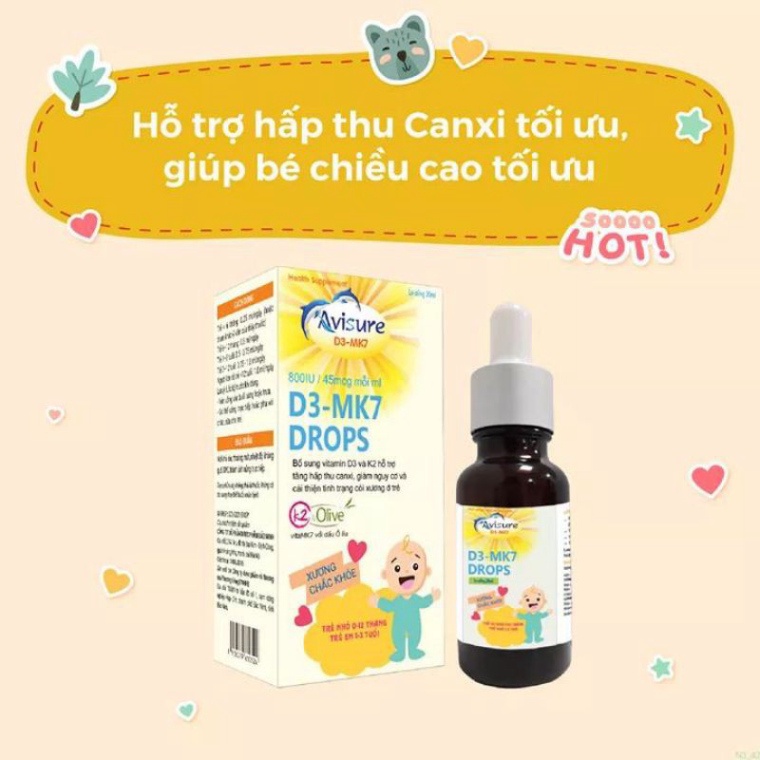 [Chính hãng] Bộ ba vi chất Avisure nhỏ giọt thiết yếu cho bé - Avisure DHA, sắt Safoli drop, vitamin D3-MK7 avisure0