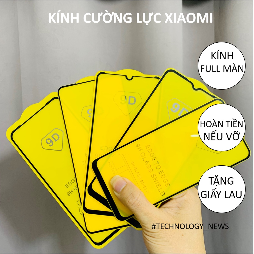 Cường lực Full màn hình Redmi 10a note 10 10s 10c 9s 8 8 pro 9 pro 7 7 pro Xiaomi 9 9t 9a 9c 8a mi 10t 4g 5g 9D