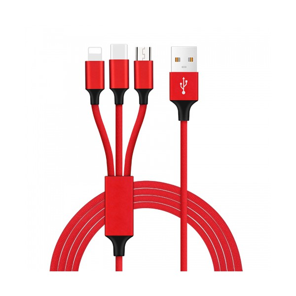 Cáp sạc chia 3 đầu cắm Micro USB/Type-C/dạng dây dù