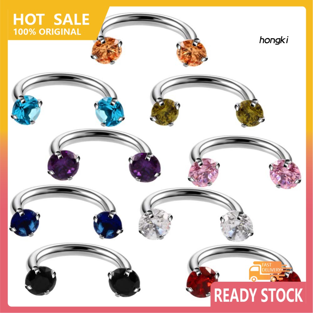 Khuyên mũi chữ U đính đá zircon nhiều màu sắc cá tính thời trang