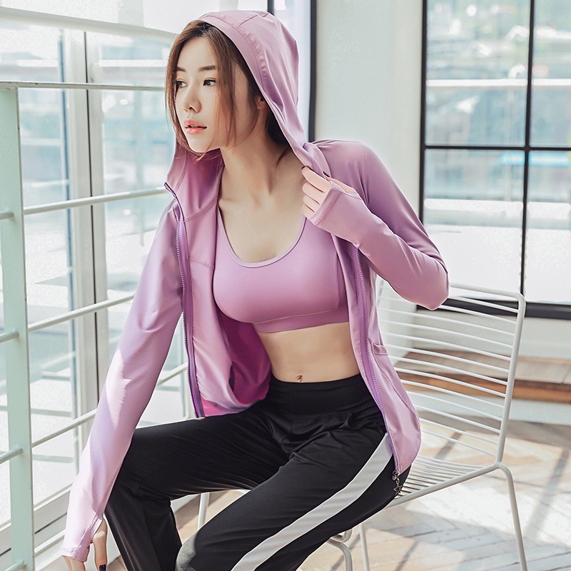 Áo Khoác hoodie Thể Thao Tay Dài Ôm Dáng Mau Khô Mẫu Mới 2022