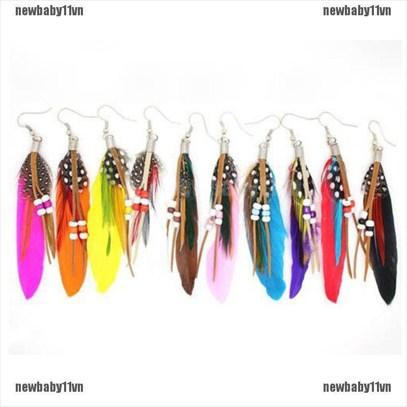 Bông Tai Lông Vũ Tua Rua Thời Trang