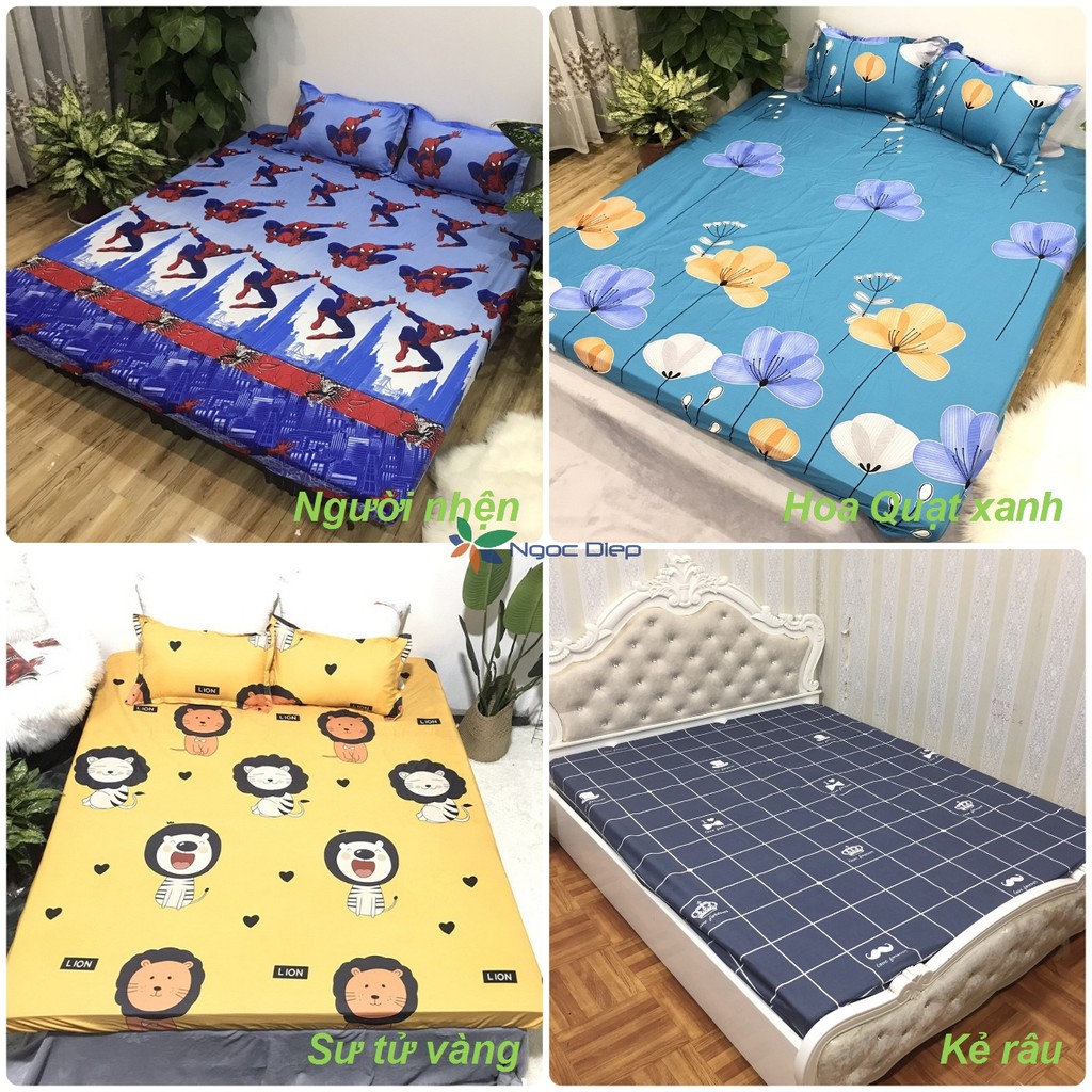 Bộ ga 2 vỏ gối poly cotton m2 bọc đệm giường đơn hoặc đệm 2m2