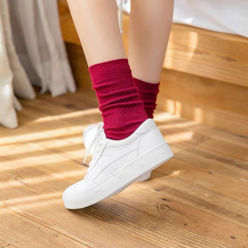 【HSU】Vớ Nhún Cổ Cao Màu Trơn Phong Cách Hàn Quốc Cổ Điển Cho Nữ