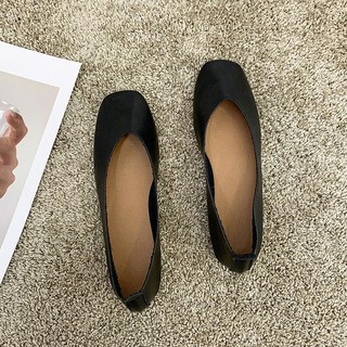 (Hàng Sẵn) Giày búp bê vintage da mềm trơn