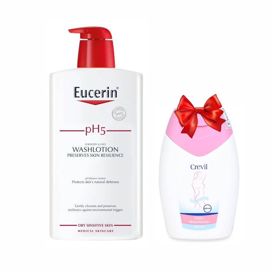 [Quà tặng] Sữa tắm dạng gel pH5, cho da nhạy cảm (có mùi) Eucerin pH5 Washlotion 1000ml