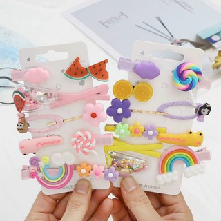 Set 10 Kẹp Tóc Trái Cây Cầu Vồng Cho Bé