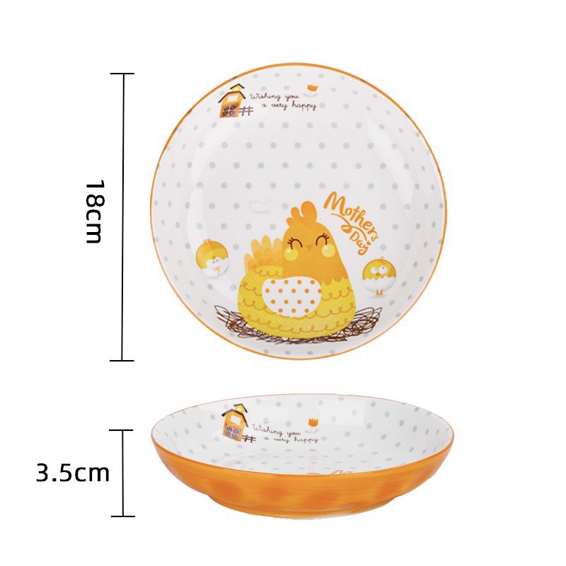 Bộ Chén Dĩa Sứ Bát Ăn Cơm Đĩa Sứ Dễ Thương Cute Bát Đĩa Gà Cam Decor Cao Cấp S132