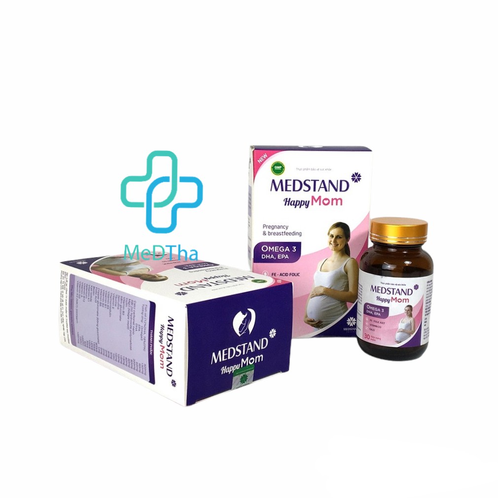 MEDSTAND Happy Mom - Vitamin Tổng Hợp Cho Bà Bầu, Omega 3, DHA, Vitamin Tổng Hợp Cho Mẹ Sau Sinh (Lọ 30v) [Chính Hãng]