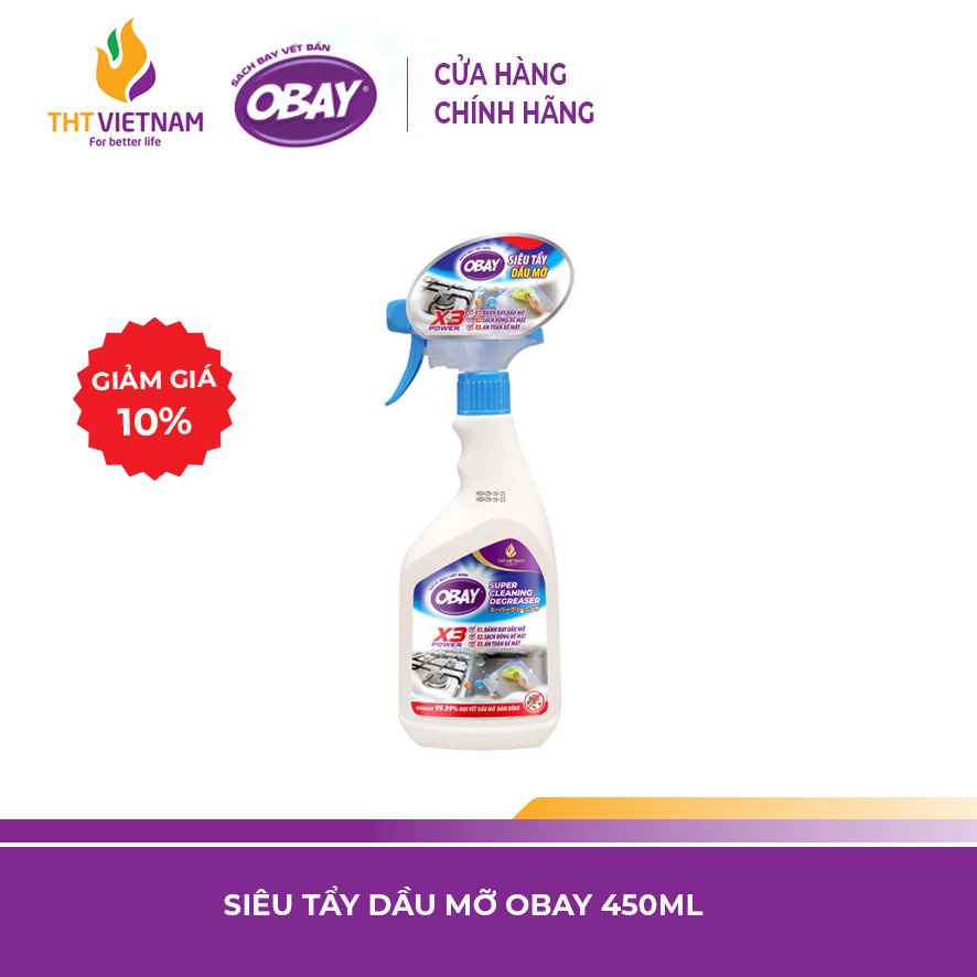 Siêu tẩy dầu mỡ X3 Power Obay 450ml