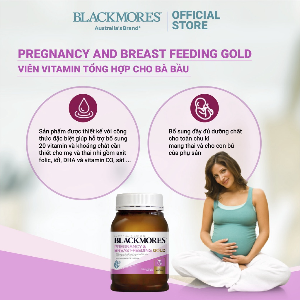 Viên Uống Vitamin Tổng Hợp Cho Bà Bầu, Phụ Nữ Con Bú Pregnancy And Breast Feeding Gold Blackmores Úc 180 viên