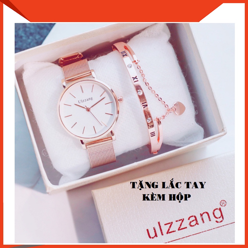 (TẶNG LẮC TAY) Đồng hồ Nữ Ulzzang thời trang dây thép lụa không gỉ - Đồng hồ nữ, Đồng hồ