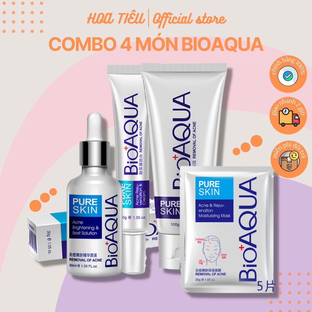 Combo Bộ 4 Món lành Mụn Bioaqua