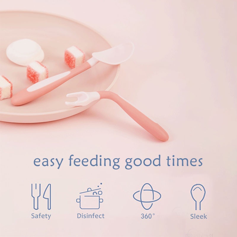 Bộ Muỗng Nĩa Tập Ăn Cho Bé Bằng Silicone