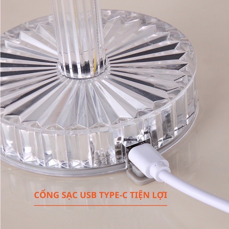 [ Ánh sáng 16 màu+tích điện + remote] Đèn pha lê trang trí  phong cách Tây Ban Nha lãng mạn, Đèn bàn sạc USB