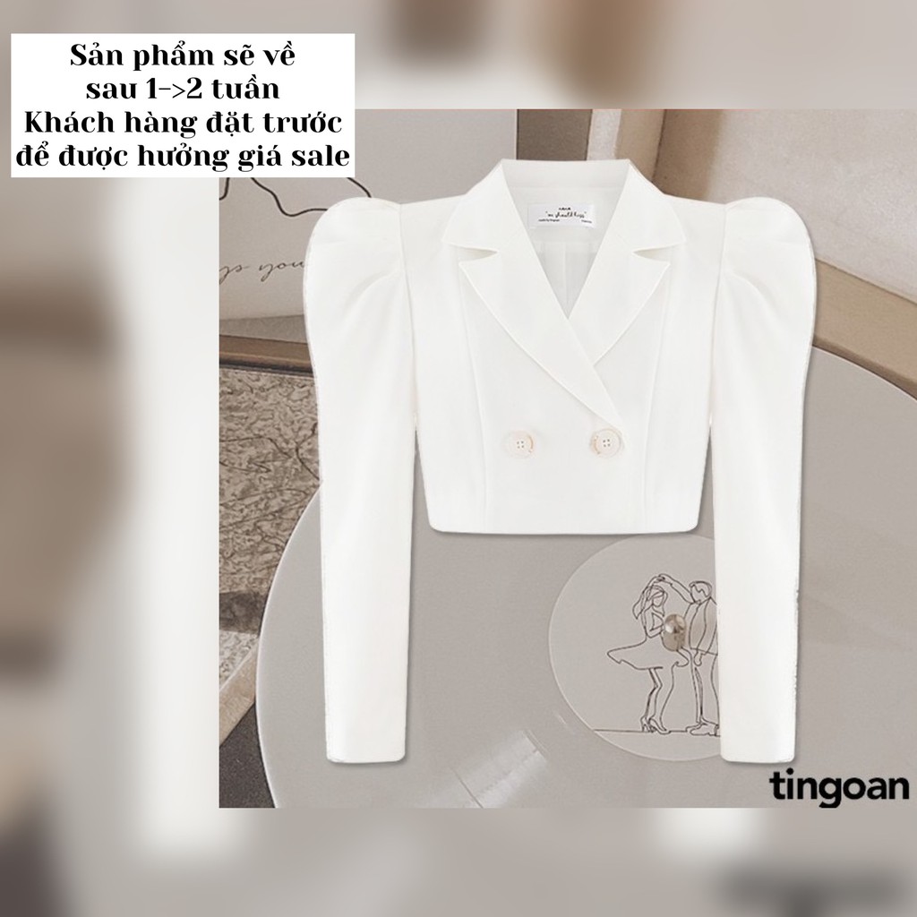 Áo vest crop vai bồng trắng tingoan SOFT GLAM VEST/WH