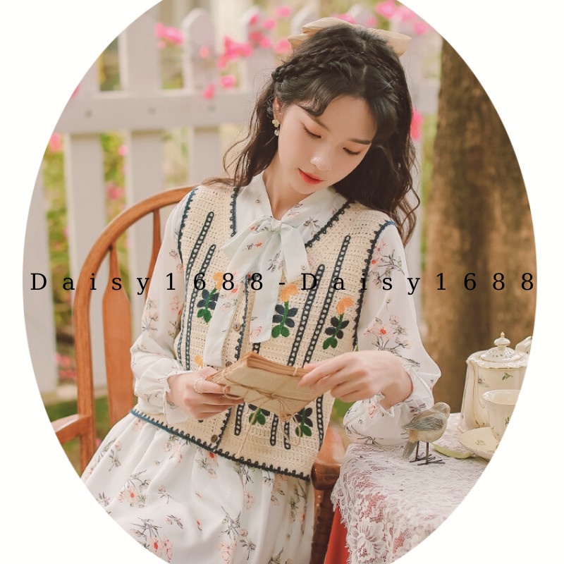 Sẵn- Áo Gile kiểu len móc nhiều mẫu mặc ngoài áo váy phong cách Vintage