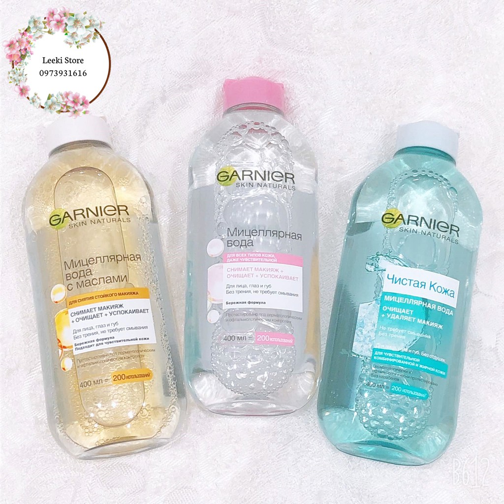 Nước làm sạch và tẩy trang cho mọi loại da Garnier Micellar Water 400ml