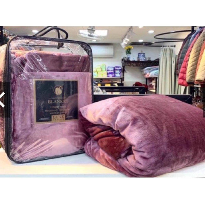 Chăn lông tuyết nhung Decor40 loại 2.2kg không rụng lông, không phai màu, Chăn Blanket nhiều màu tặng kèm túi đựng đẹp