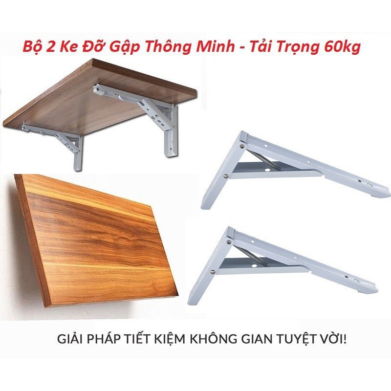 Bộ 2 Giá Đỡ Ke Bàn Gấp Treo Tường Tiết Kiệm Không Gian Thông Minh Tiện Lợi