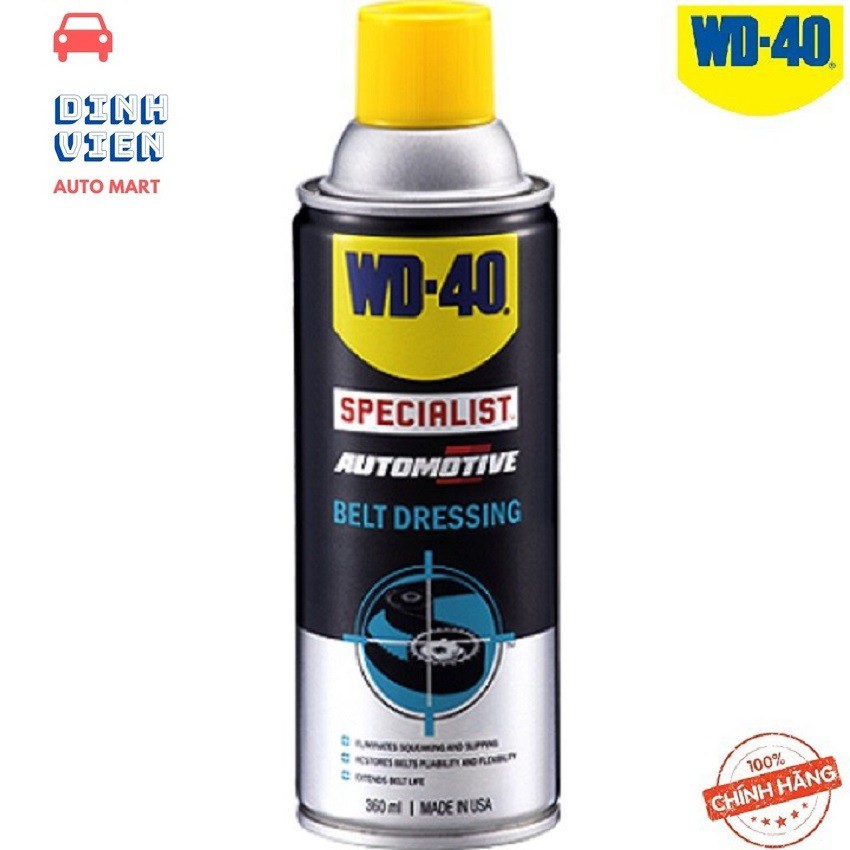 [ THÔNG DỤNG] Chất Bảo dưỡng dây Cua-roa WD-40 Belt Dressing 360ml phục hồi độ co dãn và chịu tải của dây,...