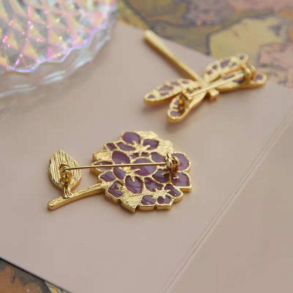 Ghim Cài Áo Hình Chuồn Chuồn Đính Hoa Tử Đinh Hương Thời Trang Cho Nữ