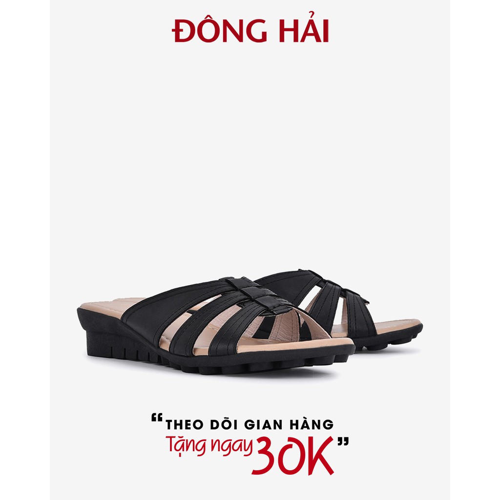 &quot;TẶNG NGAY 30K khi theo dõi gian hàng &quot;Dép cao gót Đông Hải đế xuồng 3cm da bò cao cấp quai ngang - D5281