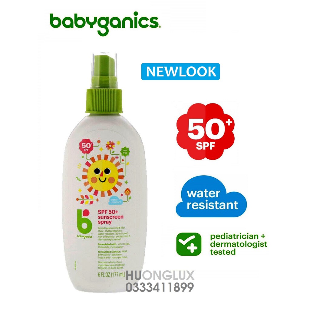 [DATE 2022] Xịt chống nắng cho bé Babyganics Mineral-Based Baby Sunscreen SPF 50