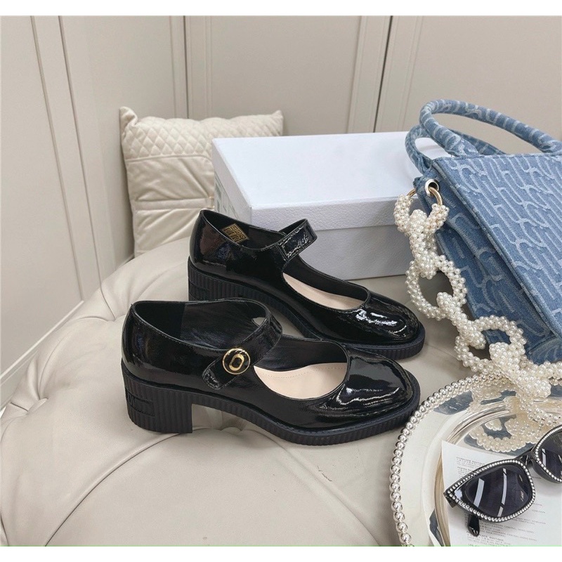 Giày búp bê vintage da bóng da si hàng chuẩn fullbox