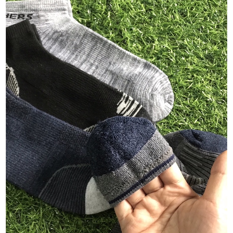 Tất nam cổ ngắn Skechers hàng xuất dư xịn dày dặn êm chân thấm hút mồ hôi