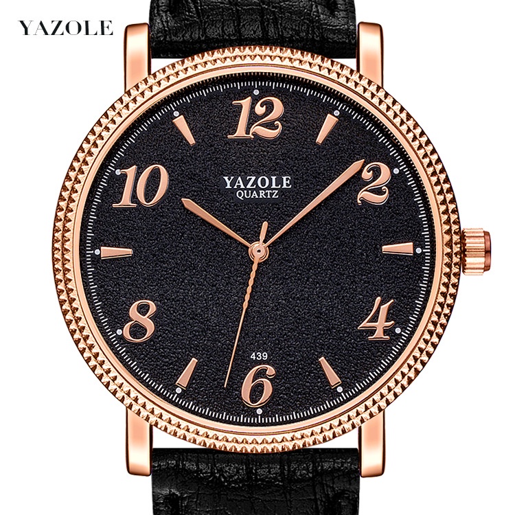 Đồng hồ nam YAZOLE chính hãng Y439 mặt tròn thời trang cao cấp dây da kèm hộp