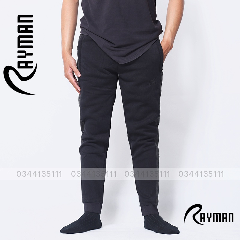 Quần Nam Jogger Thun Nỉ RAYMAN Quần Thun Dài Nam Màu Đen, Xám Chuột, Xám