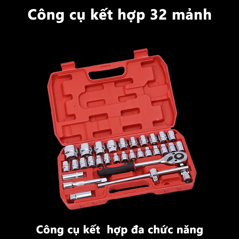 YB04 Bộ khẩu sửa chữa - Bộ dụng cụ 32 chi tiết mở bu lông ốc vít - sửa chữa ô tô xe máy đa năng  shopbenbo