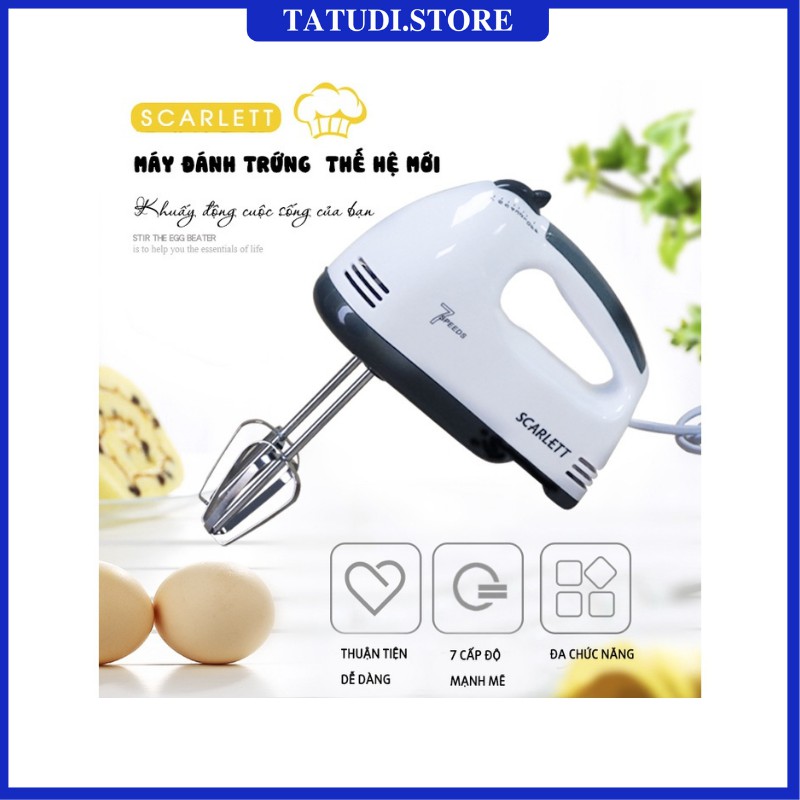 Máy đánh trứng cầm tay mini đa năng Scarlett  7 tốc độ công xuất 260w nhào bột làm bánh chính hãng bảo hành 12 tháng