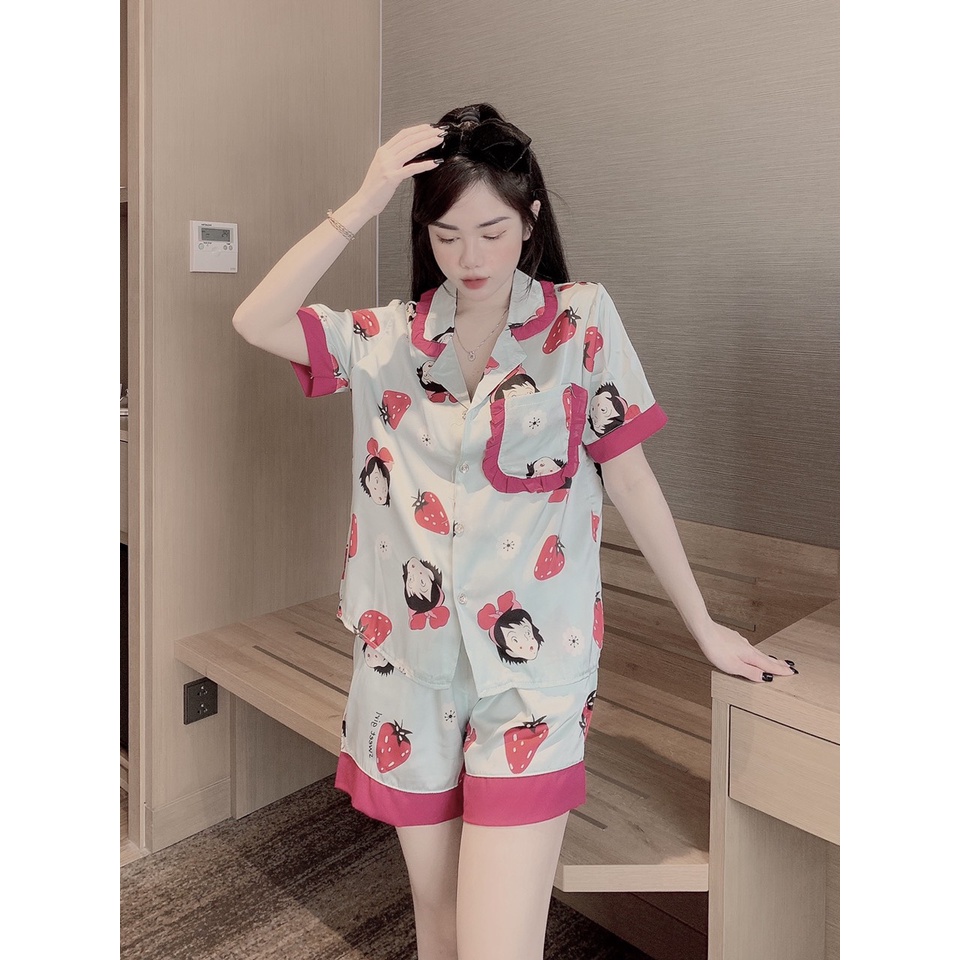 sét đồ bộ mặc nhà pyjama nữ đùi lụa mango latin satin lua xịn cao cấp chuẩn hot girl giá rẻ tận xưởng ảnh thật free ship