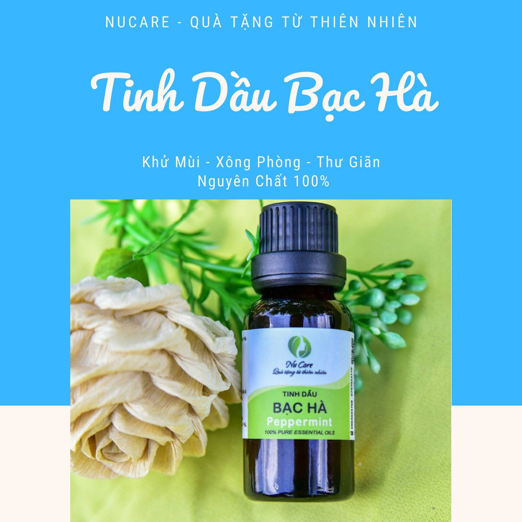 Tinh Dầu Bạc Hà Nguyên Chất Nhập Khẩu 10ml NuCare Trị Buồn Nôn, Say Tàu Xe, Đuổi Chuột, Thư Giản, Giảm Đau Đầu