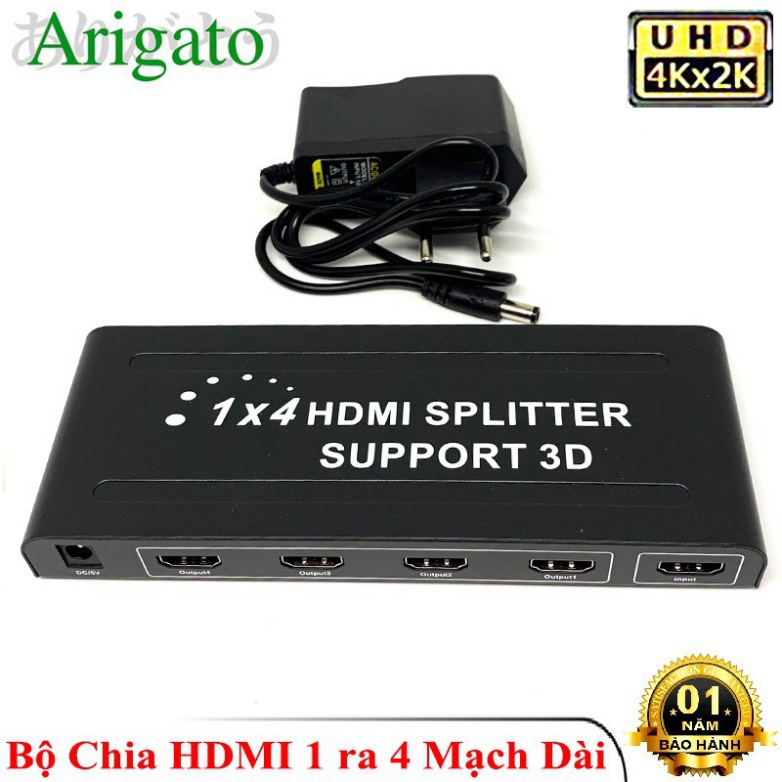 Bộ chia HDMI 1 ra 4 1080 2k  4K , HUB HDMI 1 ra 4 hỗ trợ 3D mạch dài