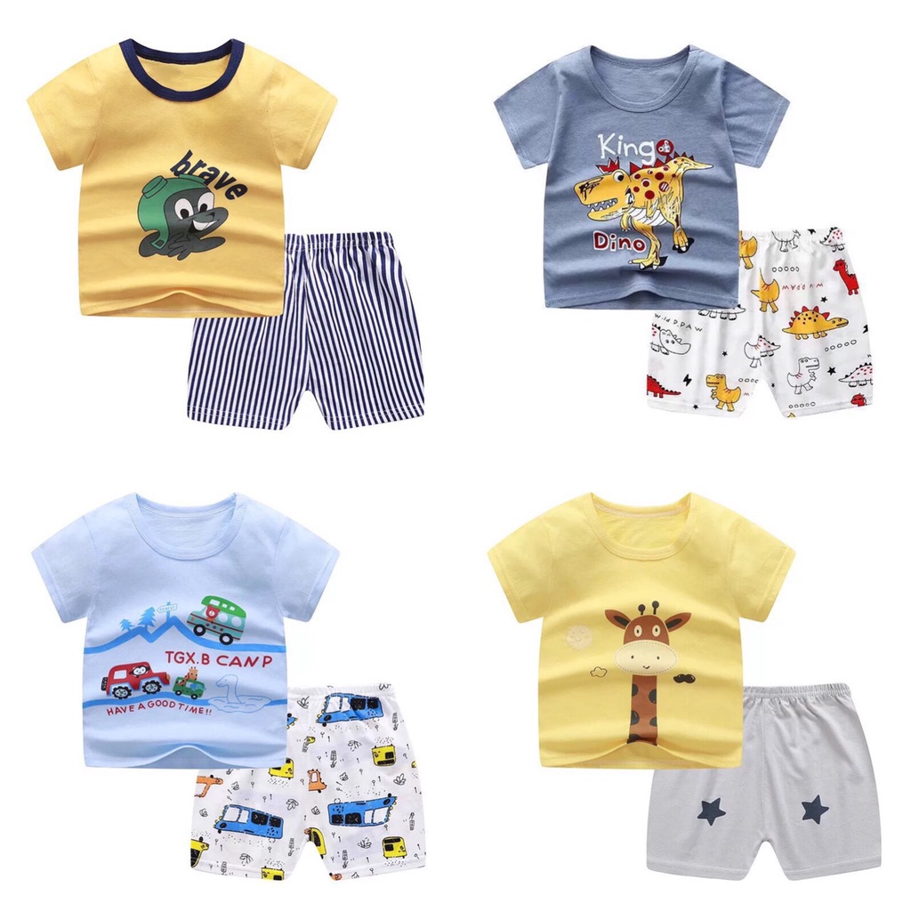 Bộ quần áo cho bé trai từ 12 Tháng Đến 5 Tuổi Chất Cotton Co Giãn Thoải Mái Dễ Thương 7 Mẫu