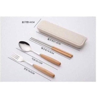 [Free Ship] Set 3 thìa - dĩa - đũa lúa mạch tặng kèm hộp.