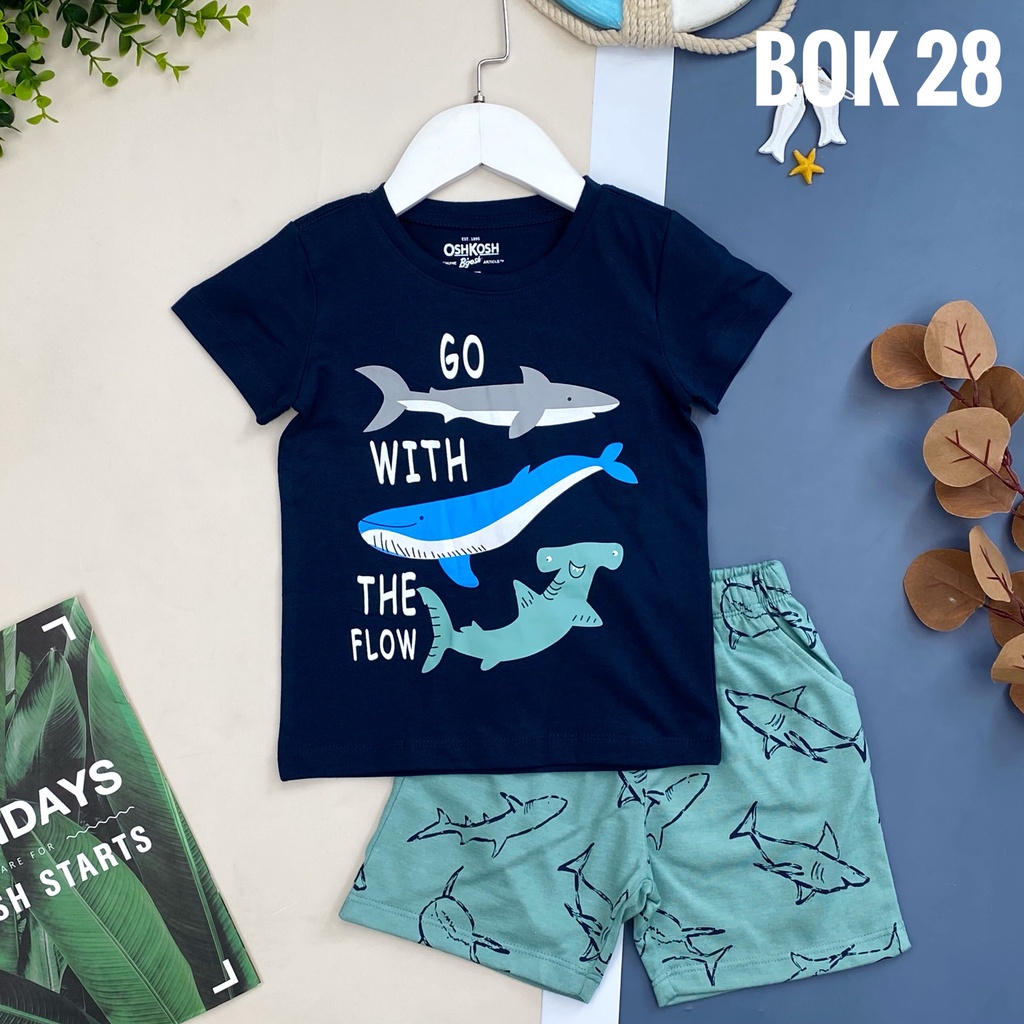 Bộ cotton bé trai 2 chiều OSKA có size từ 1-7 tuổi