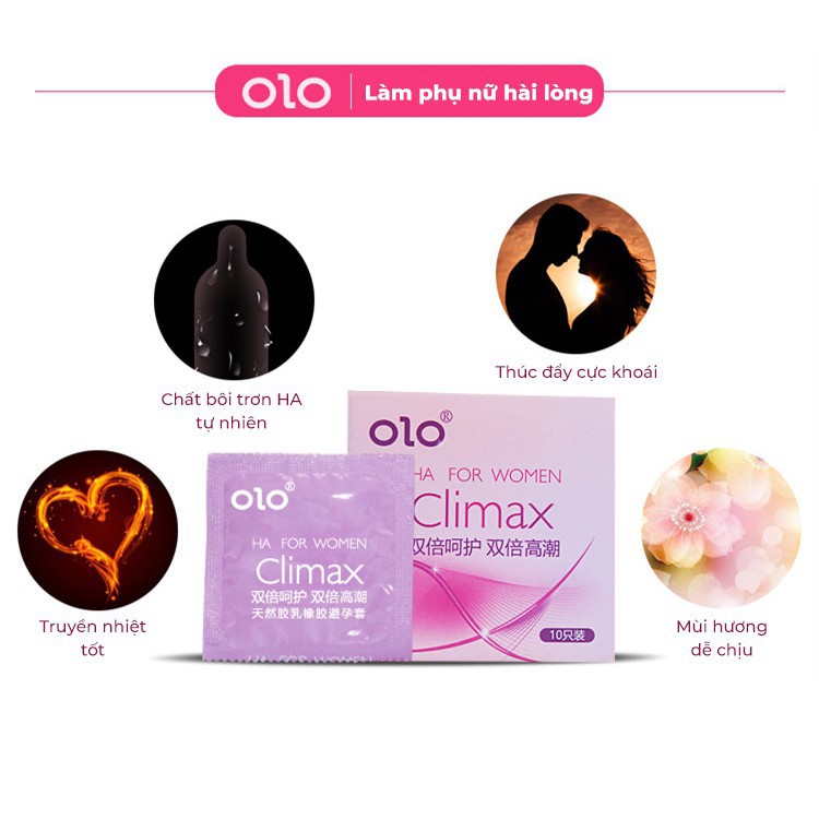 Bao Cao Su OLO Climax Ha For Women Có Gai Li Ti Gel Bôi Trơn Nuôi Dưỡng Sâu Siêu Mỏng Nội Địa Trung 10 BCS